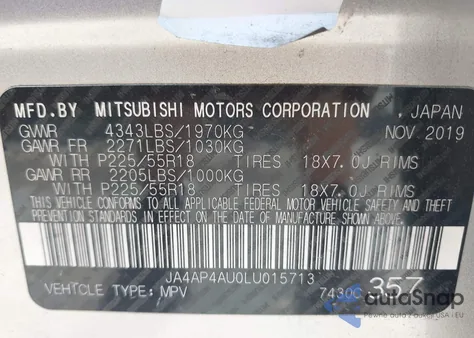 2020 Mitsubishi Outlander Sport 2.0 Se from USA, damaged, VIN JA4AP4AU0LU015713